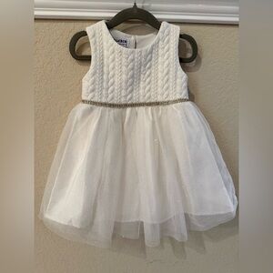 Blueberi Boulevard 2T Girls White Rhinestone Shimmer Tulle Dress